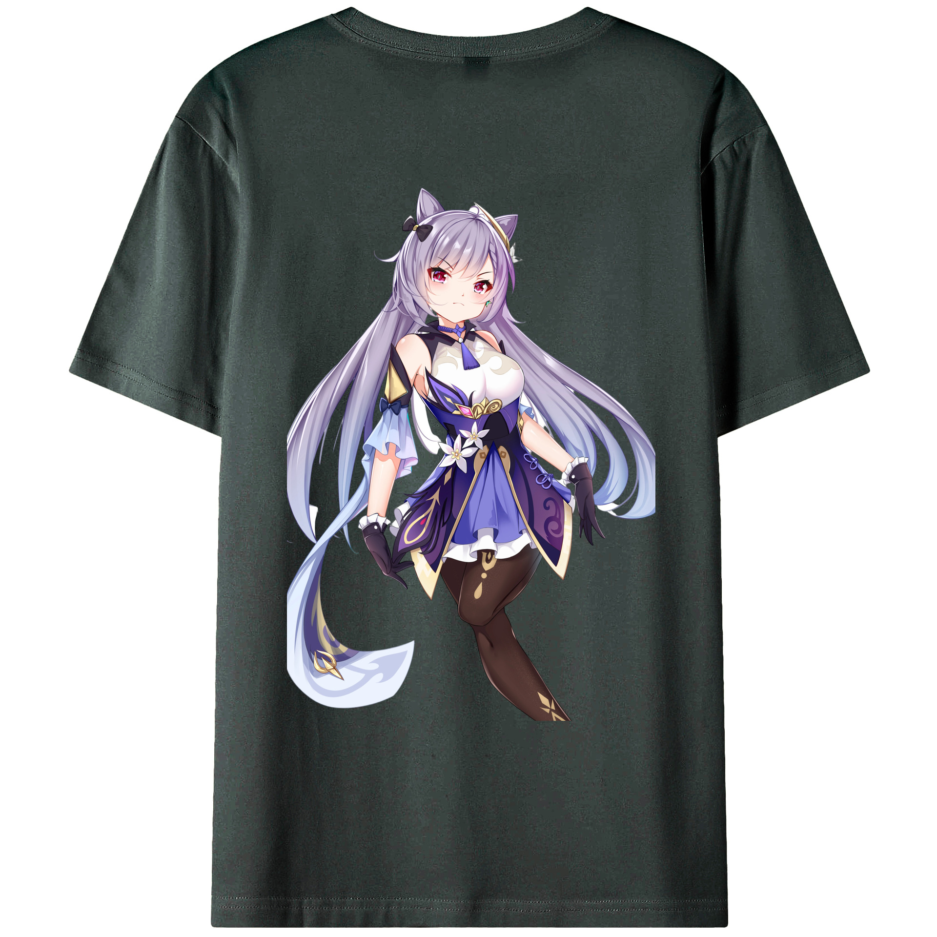 げんし神 刻晴 こくせい genshin Kokusei 綿100％ メンズ半袖Tシャツ（バックプリント） 通気性